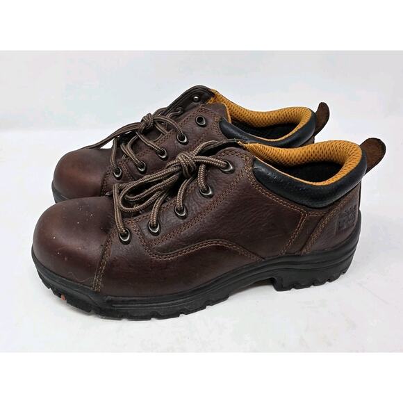 Timberland Pro Titan Womens Size 8.5W 63189 Alloy Toe Oxford Work Shoes Brown - Picture 1 of 9